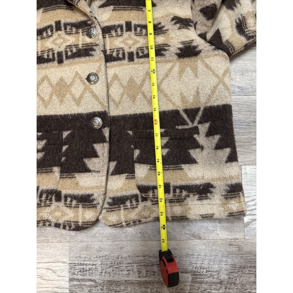 VTG Y2K Wool Tan Aztec Southwestern Concho Buttons Jacket Cropped Blazer Sz S - Picture 8 of 8